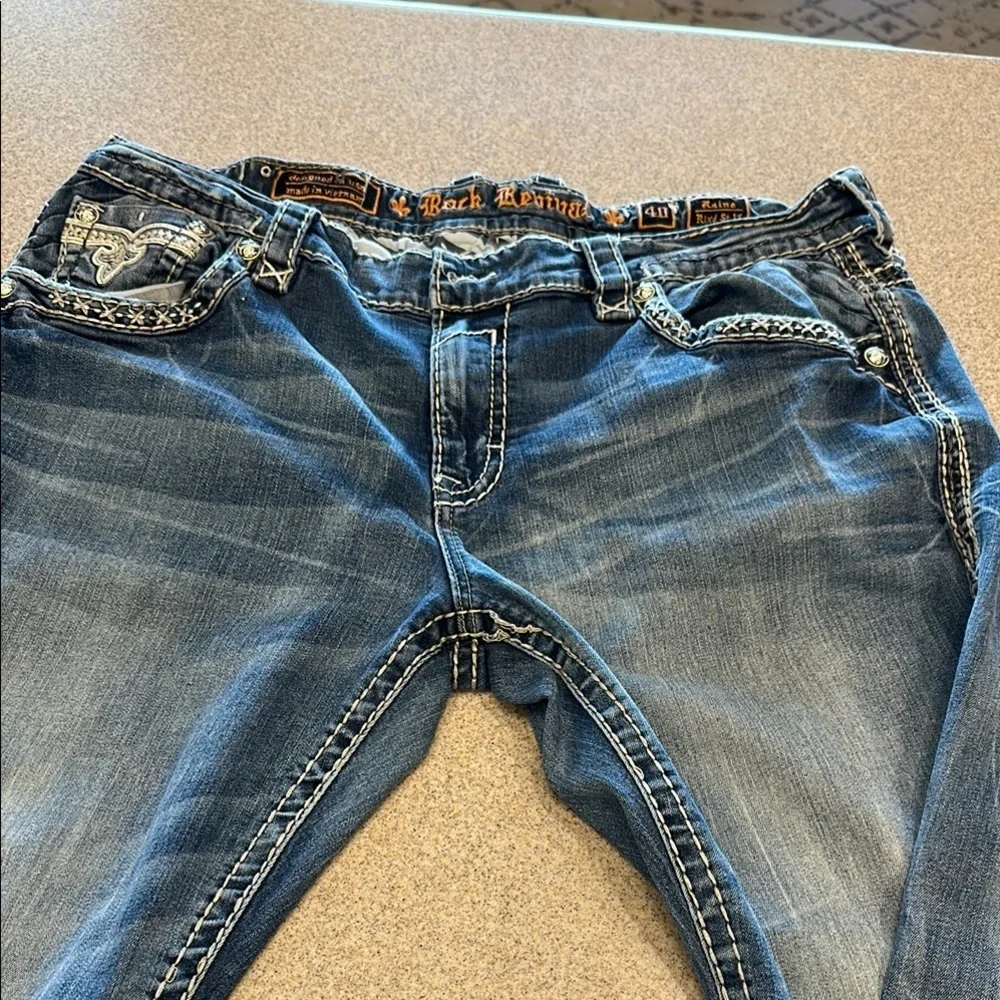 Rock Revival Men’s 40/31 light blue jeans good condition, no holes, no button